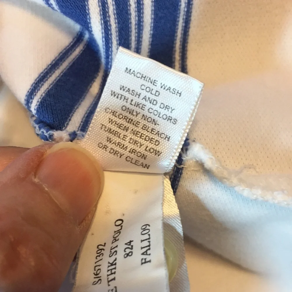 Banana Republic Fitted Polo White and Blue Stripes Size XL